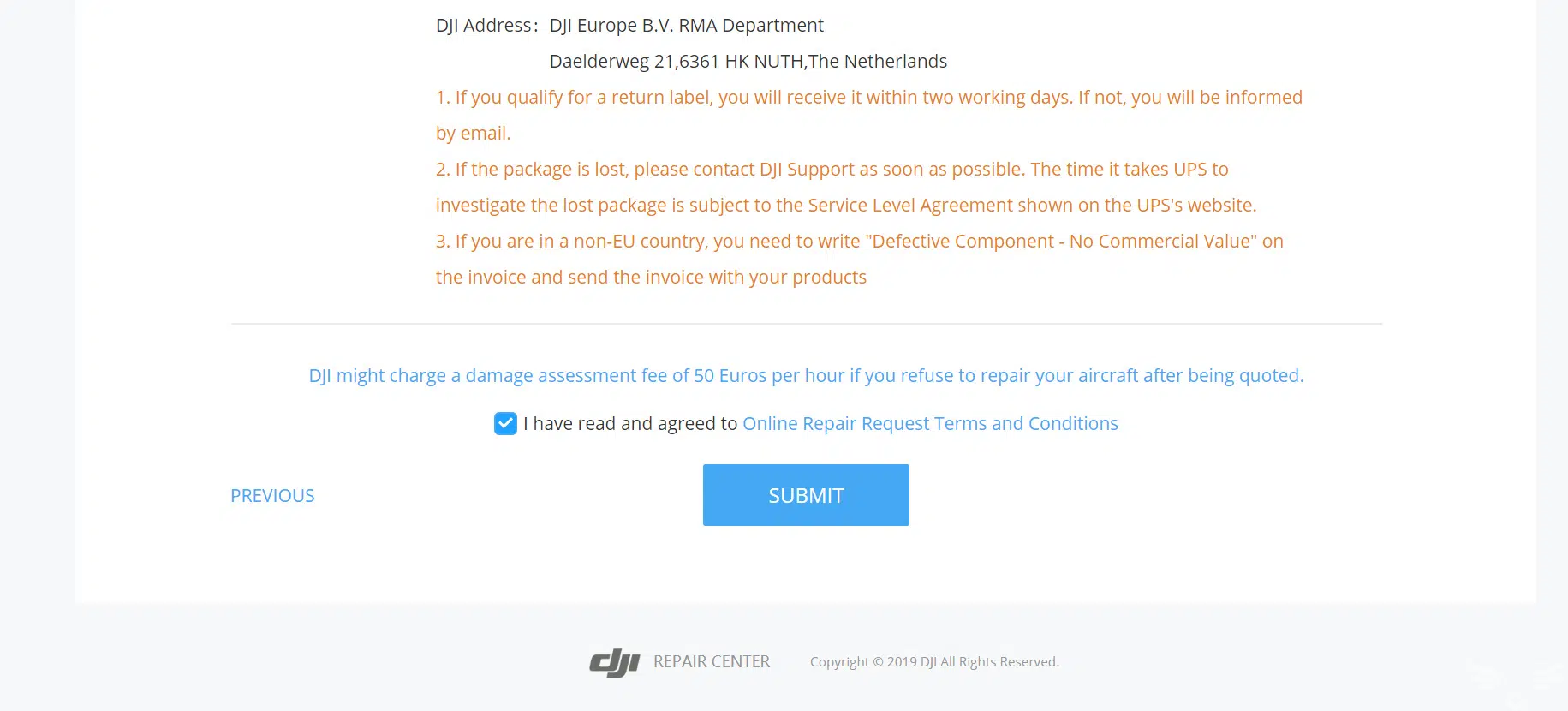 Solicitud de garantía en DJI_7