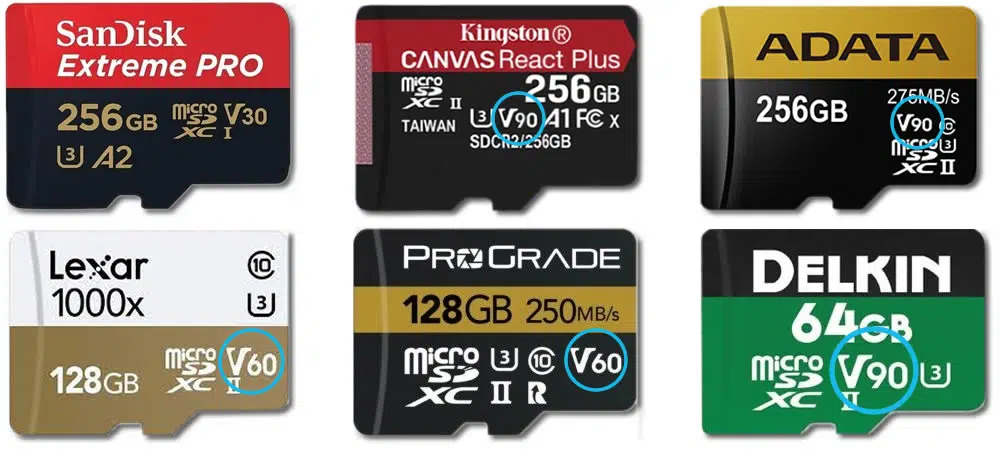 Memorias Micro SD - V60 V90 MicroSD V30 y V90