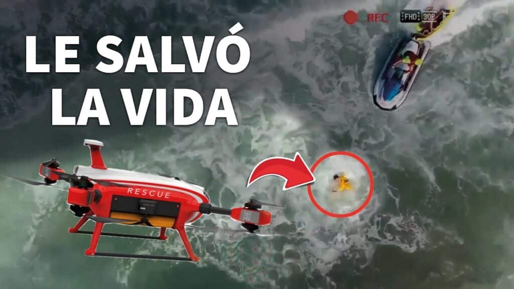 dron rescata a un niño