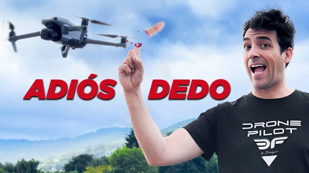 parar hélices dron con el dedo