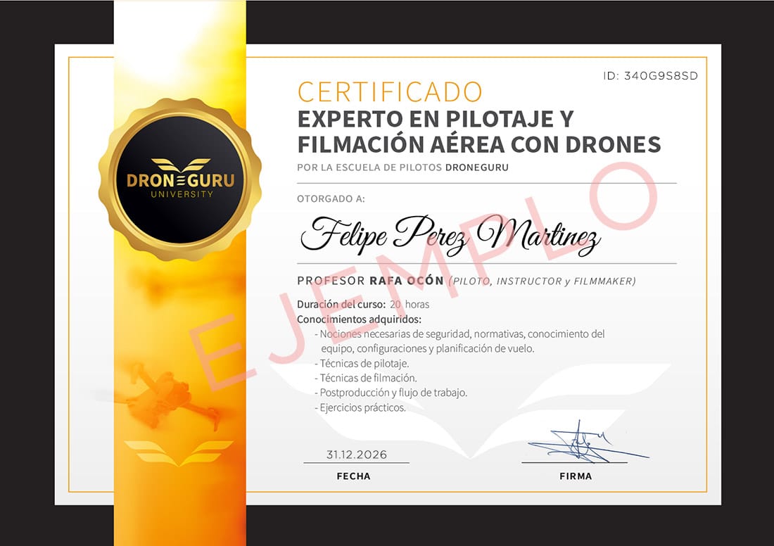 Diploma Diploma Curso Experto Pilotaje de Drones